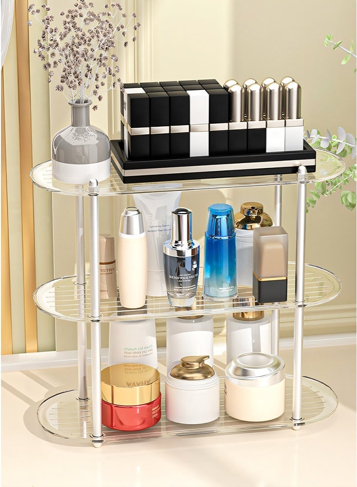 فورثكان رف عرض قابل للفصل بثلاث طبقات رف تخزين كبير بسيط لتخزين الديكور المنزلي والمكياج - Image 1