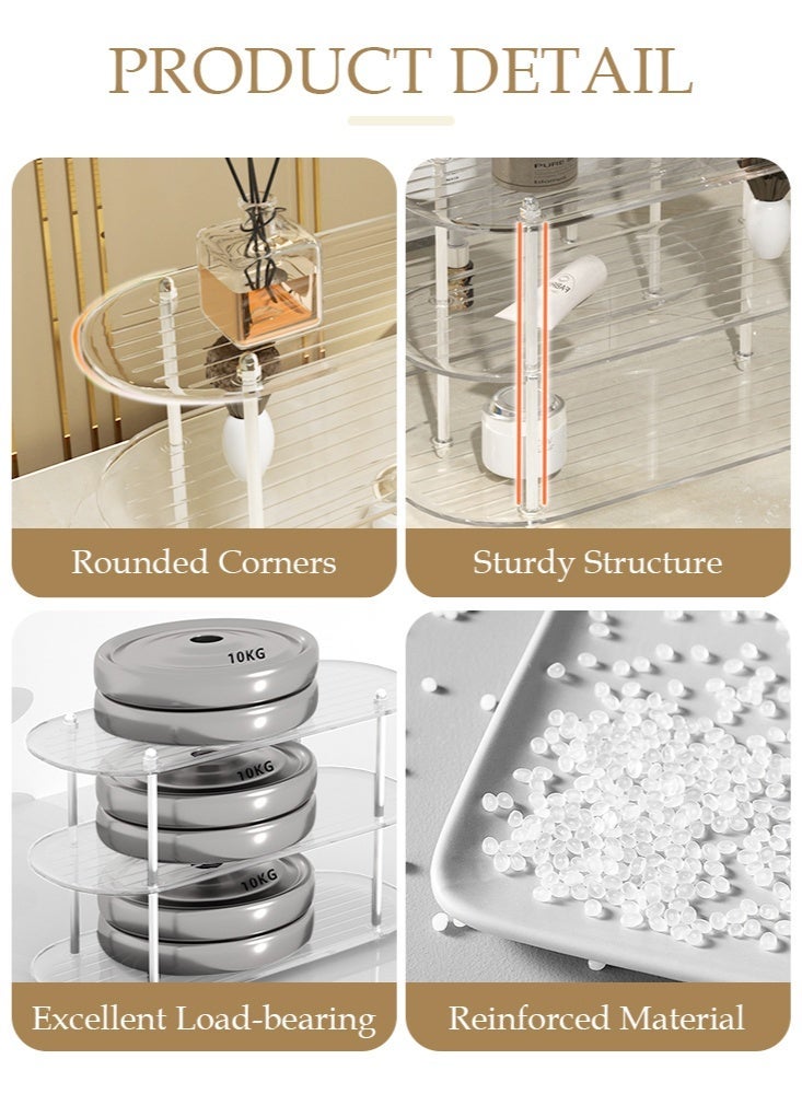 فورثكان رف عرض قابل للفصل بثلاث طبقات رف تخزين كبير بسيط لتخزين الديكور المنزلي والمكياج - Image 5