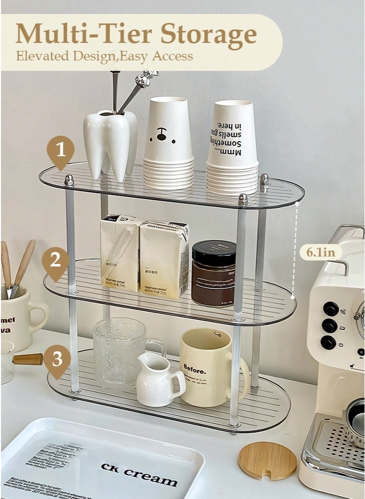 فورثكان رف عرض قابل للفصل بثلاث طبقات رف تخزين كبير بسيط لتخزين الديكور المنزلي والمكياج - Image 4