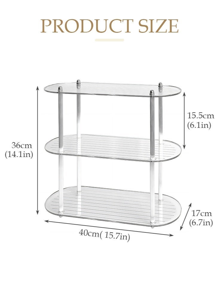 فورثكان رف عرض قابل للفصل بثلاث طبقات رف تخزين كبير بسيط لتخزين الديكور المنزلي والمكياج - Image 3