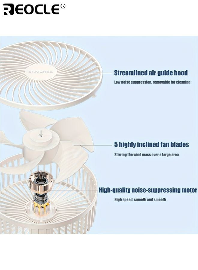 ريوكل مروحة قابلة للسحب وقابلة للطي مع حامل هاتف بطارية قابلة للشحن عبر يو إس بي تشغيل هادئ قاعدة غير قابلة للانزلاق تصميم قابل للفصل مناسب للمنزل المكتب المدرسة - Image 3