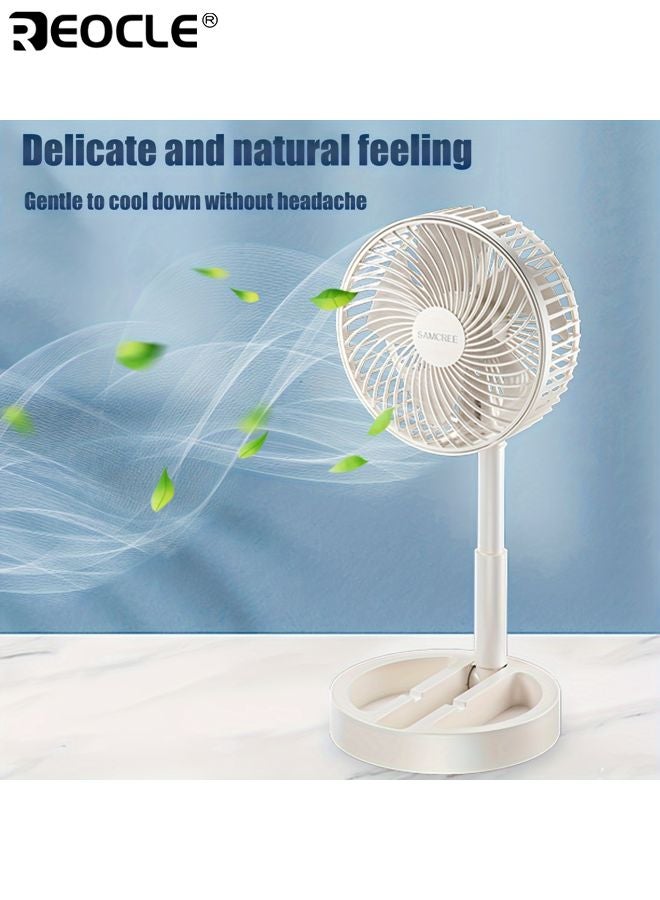 ريوكل مروحة قابلة للسحب وقابلة للطي مع حامل هاتف بطارية قابلة للشحن عبر يو إس بي تشغيل هادئ قاعدة غير قابلة للانزلاق تصميم قابل للفصل مناسب للمنزل المكتب المدرسة - Image 2