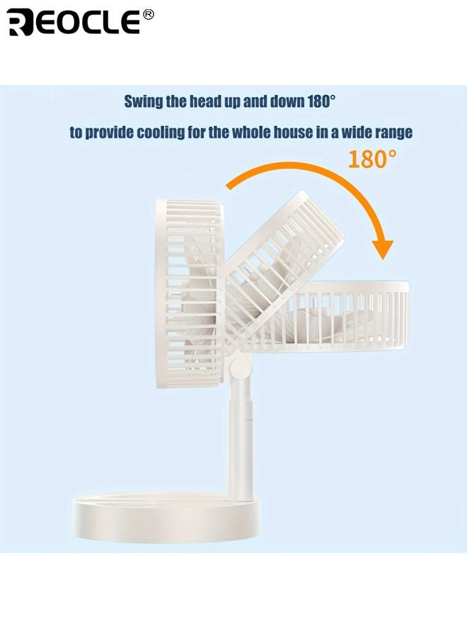 ريوكل مروحة قابلة للسحب وقابلة للطي مع حامل هاتف بطارية قابلة للشحن عبر يو إس بي تشغيل هادئ قاعدة غير قابلة للانزلاق تصميم قابل للفصل مناسب للمنزل المكتب المدرسة - Image 4