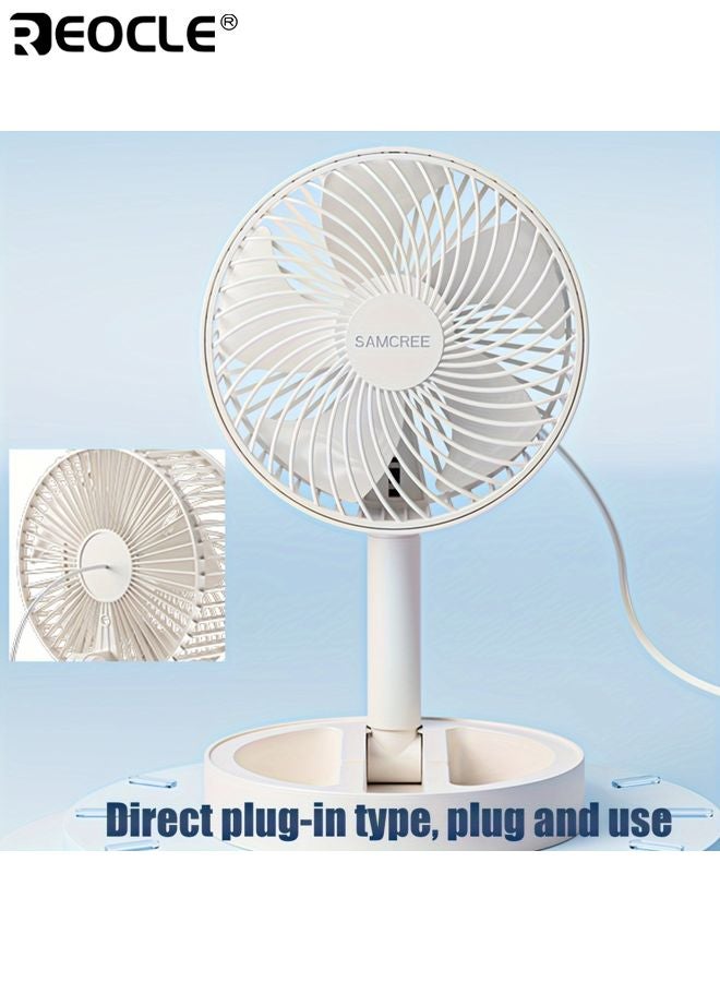 ريوكل مروحة قابلة للسحب وقابلة للطي مع حامل هاتف بطارية قابلة للشحن عبر يو إس بي تشغيل هادئ قاعدة غير قابلة للانزلاق تصميم قابل للفصل مناسب للمنزل المكتب المدرسة - Image 5