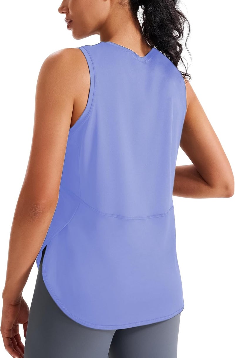 JOYSPELS قمصان التمارين الرياضية من الحرير الجليدي للنساء، قمصان يوجا بدون أكمام فضفاضة ذات تبريد وتجفيف، قمصان رياضية طويلة للنساء - Image 2