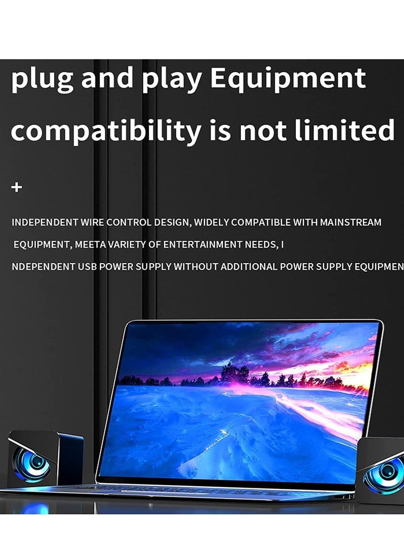 NIBEMINENT Computer Speakers Fashion Desktop Wired USB Powered Mini Speaker with Stereo Sound PC Multimedia Volume Control LED Light Subwoofer for Monitor Laptop Gaming Smartphones  - Image 5