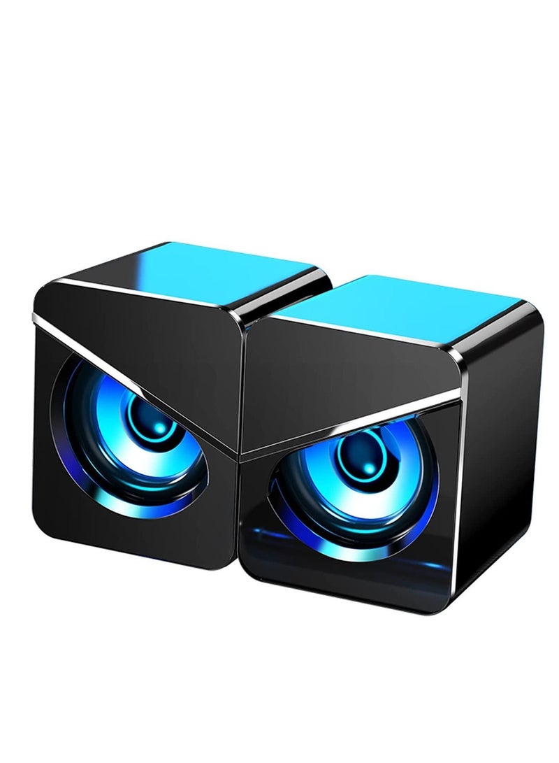 NIBEMINENT Computer Speakers Fashion Desktop Wired USB Powered Mini Speaker with Stereo Sound PC Multimedia Volume Control LED Light Subwoofer for Monitor Laptop Gaming Smartphones  - Image 4