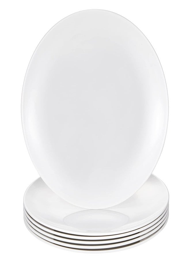 HSDT 11 Inch White Melamine Plates Wide Side Flat Bottom Deep Round Dinner Plates Salad and Dessert Plates Lightweight Durable and Easy to Clean,Non Ceramic Disc Pad Set of 6,PYW-11-06 - Image 1
