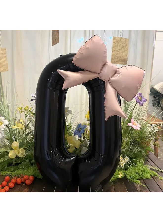 Large Black Digital Aluminum Foil Balloons With Matte Bow Decoration - Image 5