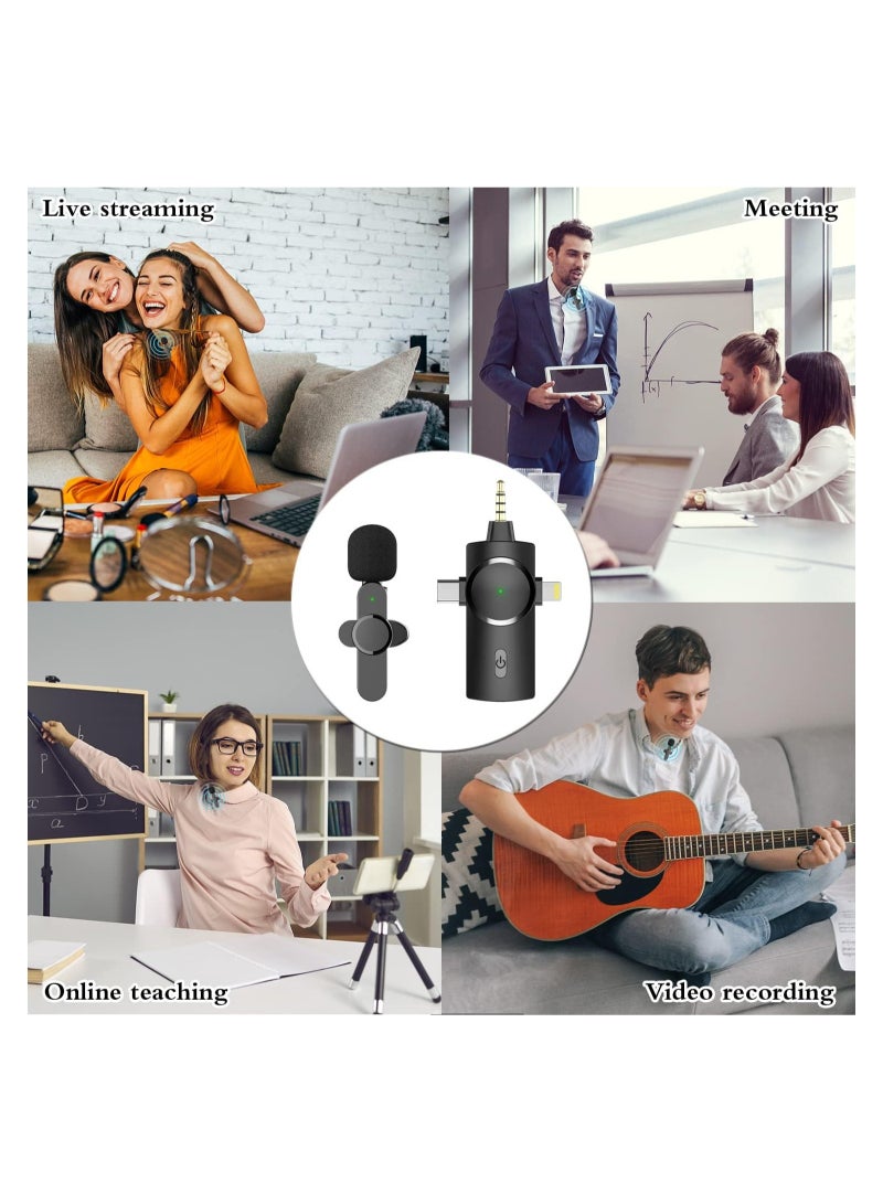 Wireless Lavalier Microphone,3-in-1 Plug-Play Lapel Microphone for iPhone iPad Android Camera for Recording,YouTube,TikTok, Facebook Live Stream,Noise Reduction Auto-Sync (NO APP or Bluetooth Needed) - Image 5