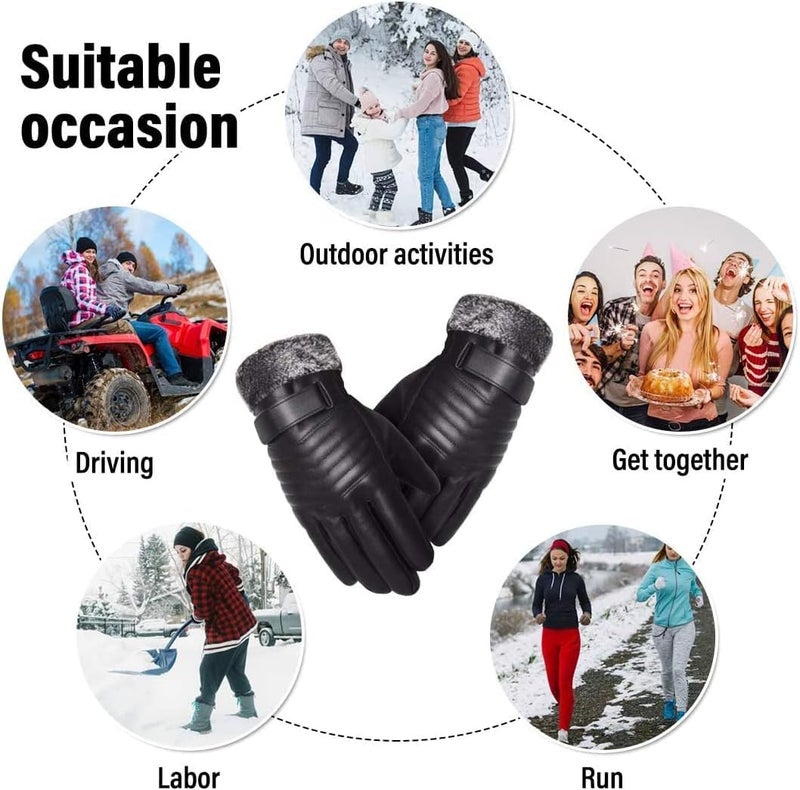 Alexvyan -20℉ Snow & Windproof Thermal Soft Fur Warm Winter Gloves (Fur/Fleece Inside) for Riding, Protective Warm Hand Riding Cycling, Byke, Bike, Scooty,Motorcycle for Men & Boy,Male (Black-Zigzag) - Image 2