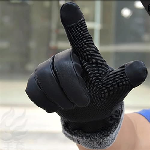 Alexvyan -20℉ Snow & Windproof Thermal Soft Fur Warm Winter Gloves (Fur/Fleece Inside) for Riding, Protective Warm Hand Riding Cycling, Byke, Bike, Scooty,Motorcycle for Men & Boy,Male (Black-Zigzag) - Image 4