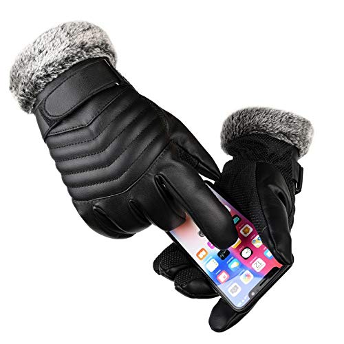 Alexvyan -20℉ Snow & Windproof Thermal Soft Fur Warm Winter Gloves (Fur/Fleece Inside) for Riding, Protective Warm Hand Riding Cycling, Byke, Bike, Scooty,Motorcycle for Men & Boy,Male (Black-Zigzag) - Image 5