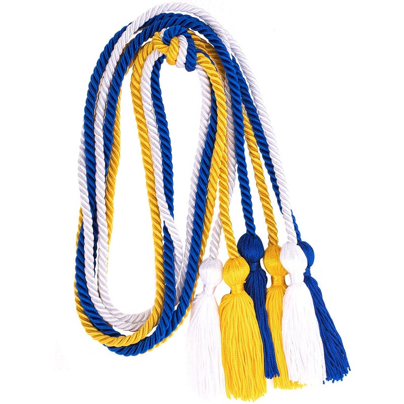Whaline Graduation Honor Cords Grad Royal Blue Gold White Tassel Cords 677 Inch Rayon Braided Graduation Ropes National Honors Society Cord for Students Bachelor Gown