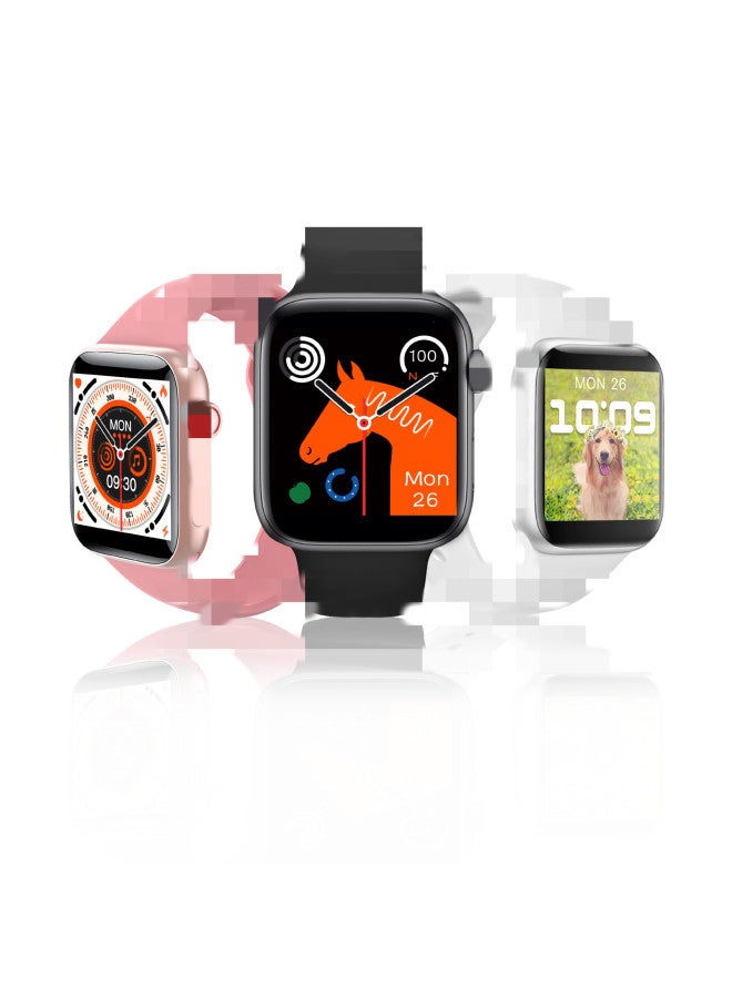 T500 Smart Watch 1.44 Inch Screen Bluetooth Call Multi-function X6 Sports Bracelet Full Touch Screen T55-Color:White S8