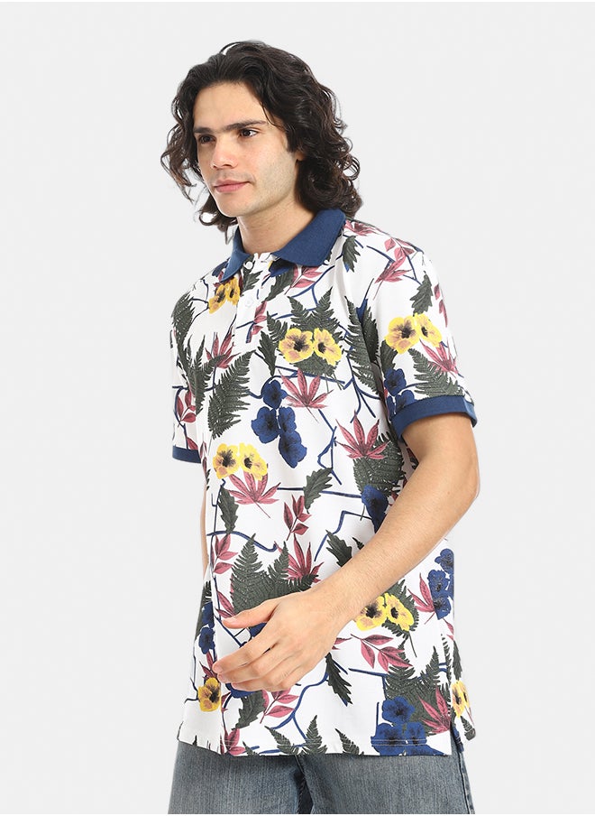 Red Circle Self Pattern Regular Fit Polo Shirt  - Image 2