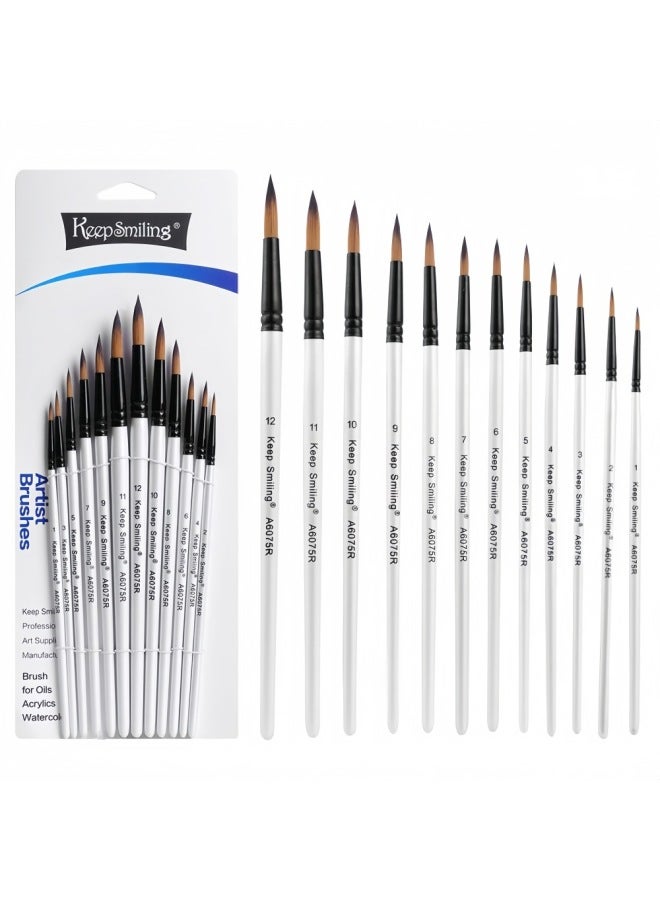 Keep Smiling Hot Nylon Brush 12 Pearly White Pointed Propylene Brush Goulianbi Art Supplies - Image 1