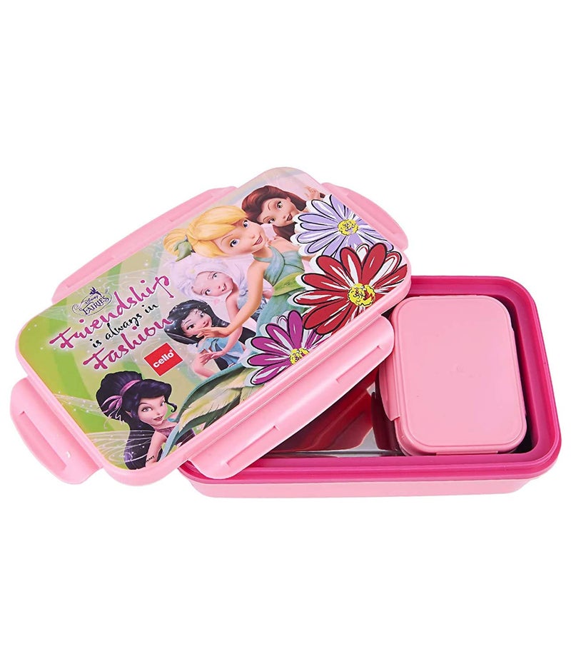 Cello CELLO HI-Lunch Small Deluxe Insulated Lunch Box with Inner Steel and Stainless Steel Veg Box, Attractive Fairies Print, Pink  - Image 2