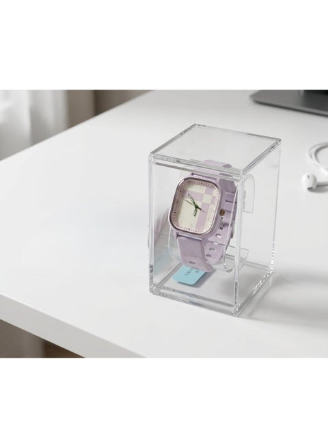 Girls Trendy Analog Wrist Watch with Square Dial – Casual Fashion Watch with Soft Strap-Light Purple
