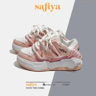 Womens Color-Block Chunky Platform Sneakers Pink 