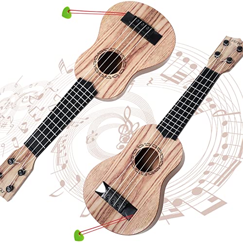 Raimy 17in Kids Ukulele Guitar 4 Strings Mini Guitar Children Musical Instruments Educational Toys with Picks for Toddler Kids Boys Girls Beginner Koa Color - Image 5