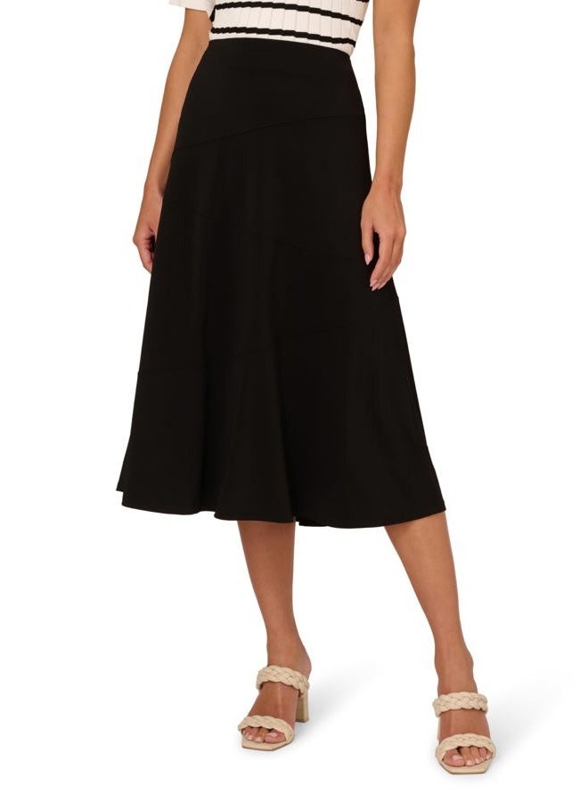 Adrianna Papell Women's Asymmetrical Seam Midi Skirt, Black - Image 1
