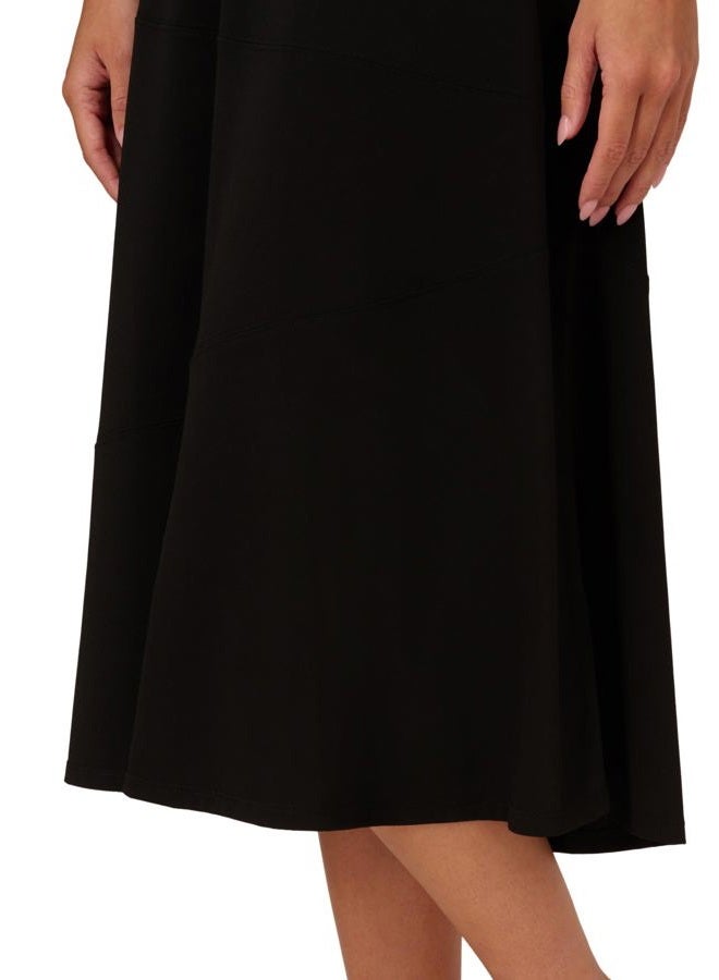 Adrianna Papell Women's Asymmetrical Seam Midi Skirt, Black - Image 2