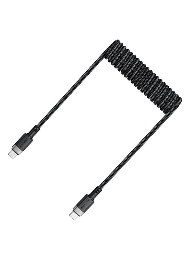 ACEFAST Charging Data Cable C14-03 USB-C to USB-C, 60W Fast Charge, 1.2m Spring Nylon, Aluminum Alloy Build, High-Speed Data Transmission - Black - Image 2
