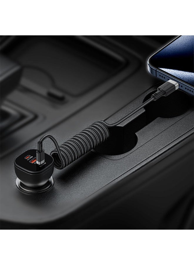 ACEFAST Charging Data Cable C14-03 USB-C to USB-C, 60W Fast Charge, 1.2m Spring Nylon, Aluminum Alloy Build, High-Speed Data Transmission - Black - Image 4