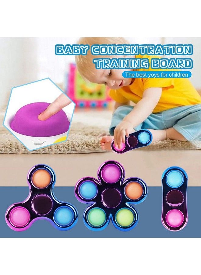 FIGROL - Pop Simple Fidget Spinner 3 Pack Push Bubble Metallooking Fidget Spinners Pop Bubble Rainbow Fidget Toys Spinners For Adhd Anxiety Stress Relief Sensory Toy Party Favor For Kids - Image 1