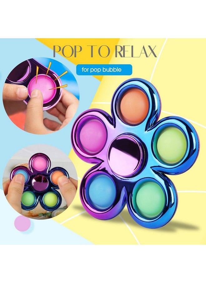 FIGROL - Pop Simple Fidget Spinner 3 Pack Push Bubble Metallooking Fidget Spinners Pop Bubble Rainbow Fidget Toys Spinners For Adhd Anxiety Stress Relief Sensory Toy Party Favor For Kids - Image 1