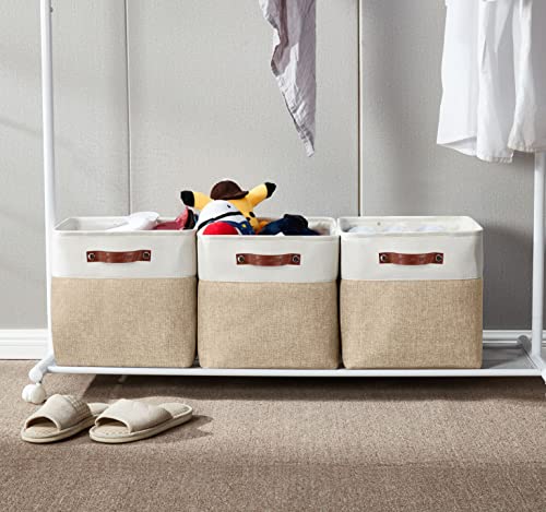 DECOMOMO Storage Cubes, 12x12 Storage Bins, Baskets for Shelves (Beige & White, Cube 12" - 4 Pack) - Image 2