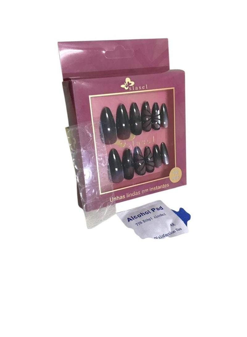 أظافر صناعية طويلة 3D برسومات مميزة – مجموعة كاملة مع مبرد + منديل تنظيف + لاصق دابل فيس + عود خشبي لتركيب سهل - Image 3