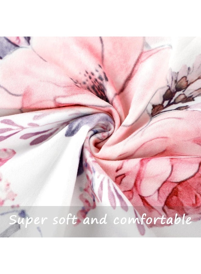 SWESEN Nursing Pillow Cover Girls, Floral Breastfeeding Pillow Cover for Baby, Snug Fits Newborn Nursing Pillow Case, Super Soft Breathable, Pink Flower - Image 2