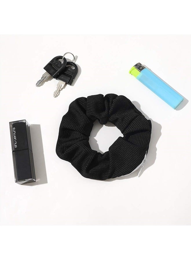 Ivyu Pocket Scrunchies with Zipper Stash Scrunchy Hair Ties (Black Gray) - Image 3
