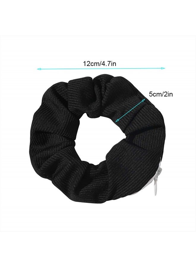 Ivyu Pocket Scrunchies with Zipper Stash Scrunchy Hair Ties (Black Gray) - Image 4