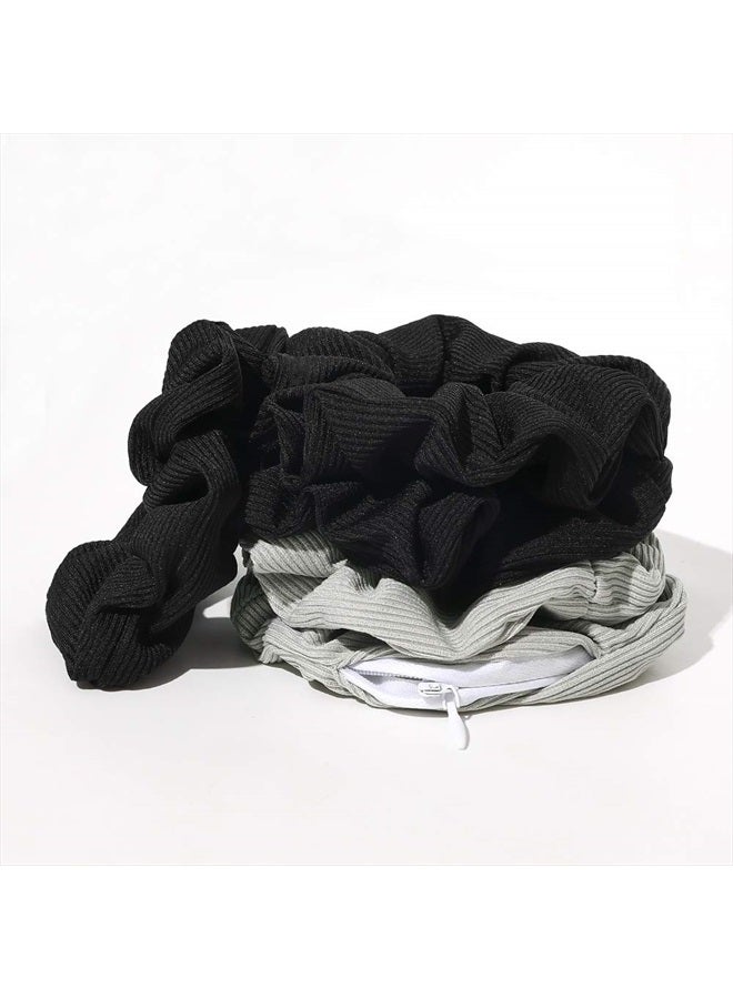 Ivyu Pocket Scrunchies with Zipper Stash Scrunchy Hair Ties (Black Gray) - Image 5