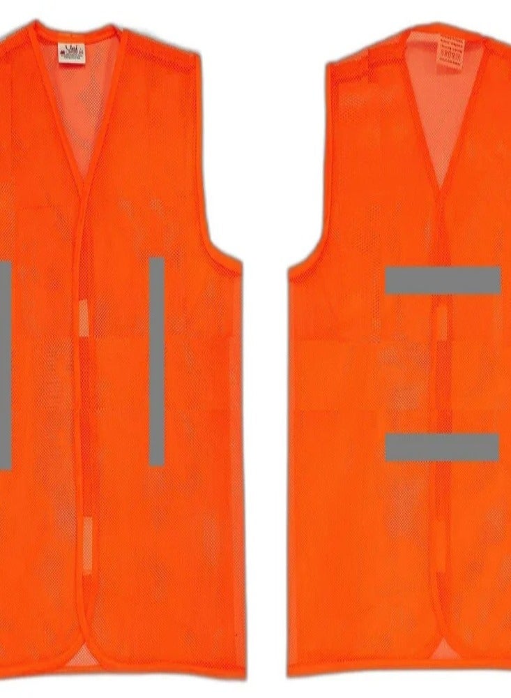 KNP Large Reflective Safety Jacket Orange-Mesh is designed for maximum visibility and comfort making it ideal for outdoor work environments construction sites roadside assistance and other areas where safety and visibility are critical. - Image 2