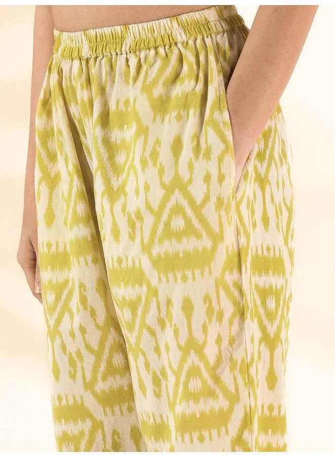 trueBrowns  trueBrowns Lime Cotton Ikat Sleeveless Co-ord Set for Women | Best Price UAE