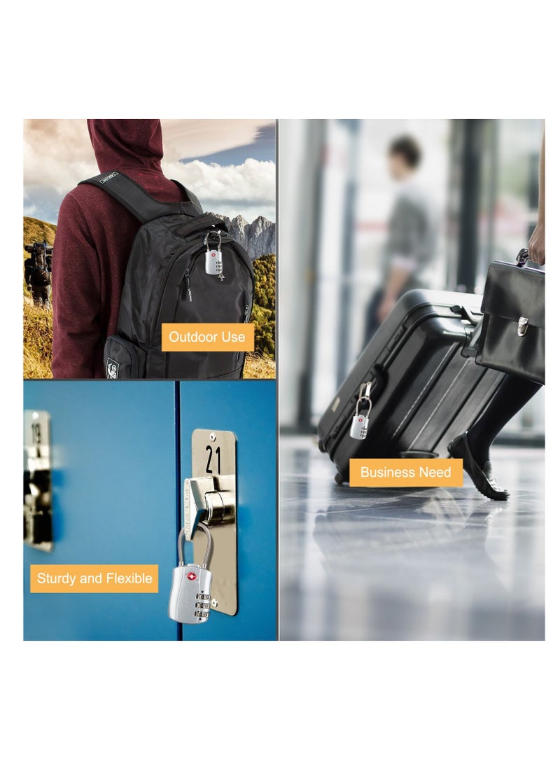 TSA Luggage Locks, TSA Approved Luggage Lock 3-Digit Re-settable Combination Lock, Code Lock for Travel Suitcase Luggage Bag Lockers (2PCS Silver) [ Zinc Alloy Version] - Image 2