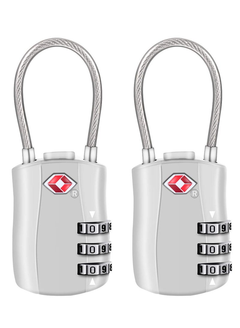 TSA Luggage Locks, TSA Approved Luggage Lock 3-Digit Re-settable Combination Lock, Code Lock for Travel Suitcase Luggage Bag Lockers (2PCS Silver) [ Zinc Alloy Version] - Image 1