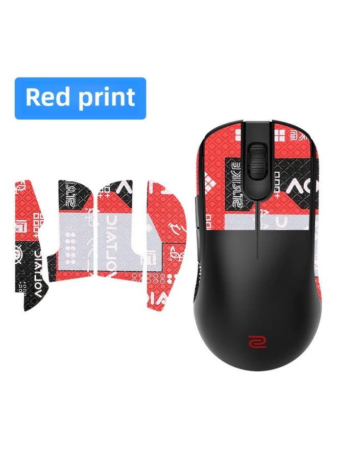 For ZOWIE Zhuowei FK2-DW Mouse Anti-slip Sticker Wireless Fk2dw Side Skirt Sticker Sweat Absorbing Palm Membrane Back Sticker-Color:[half Pack] Red Printed Mouse Sticker [free Cleaning Cotton]  - Image 1