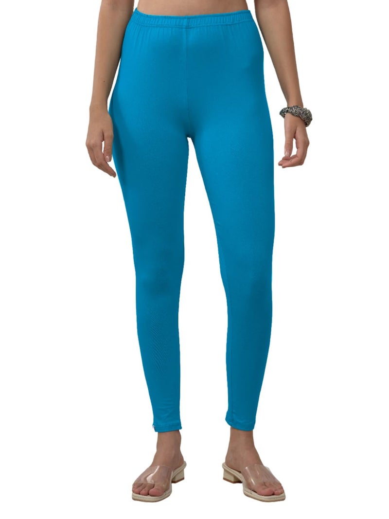 Lyra Women Solid Premium Cotton Ankle length Leggings | Mid-Waist | Fashionwear - Image 1