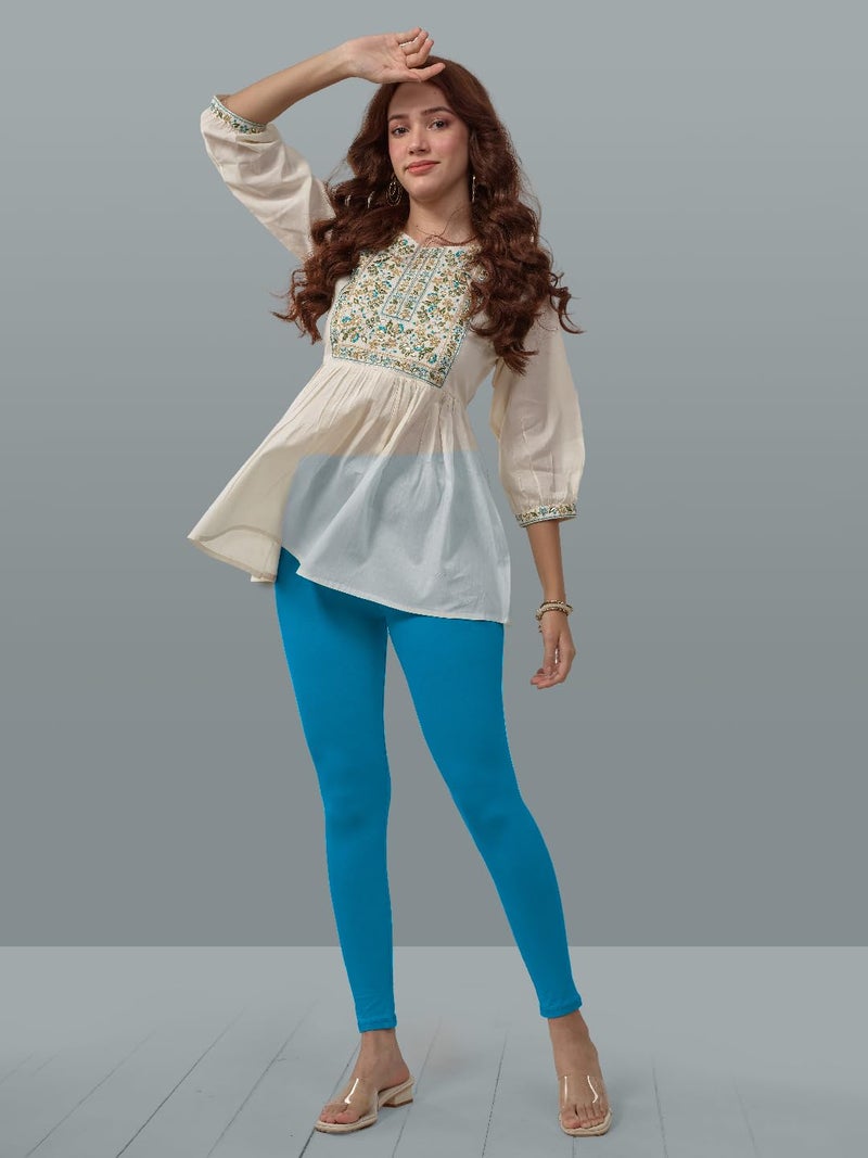 Lyra Women Solid Premium Cotton Ankle length Leggings | Mid-Waist | Fashionwear - Image 5