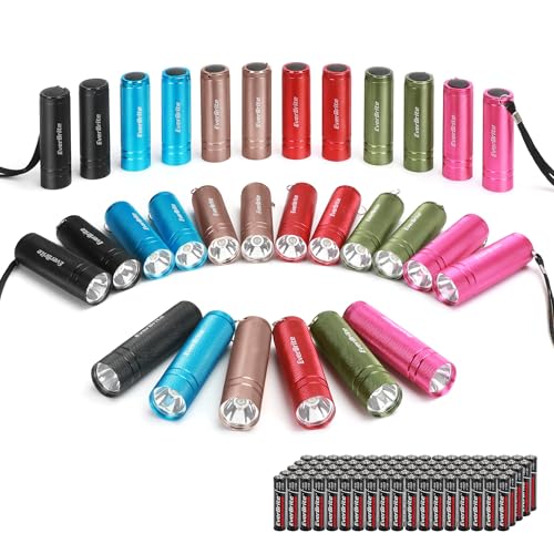 EverBrite 30-Pack Mini Flashlight Set, Aluminum LED Handheld Torches with Lanyard, Assorted Colors, 90xAAA Batteries Included for Emergency, Night Reading, Camping, Power Outage, Bulk Holiday Gifts - Image 1