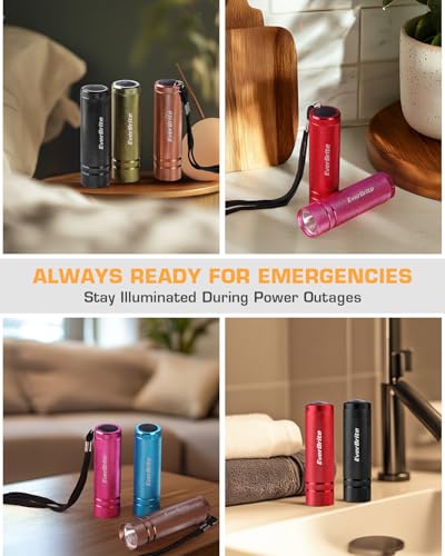 EverBrite 30-Pack Mini Flashlight Set, Aluminum LED Handheld Torches with Lanyard, Assorted Colors, 90xAAA Batteries Included for Emergency, Night Reading, Camping, Power Outage, Bulk Holiday Gifts - Image 3