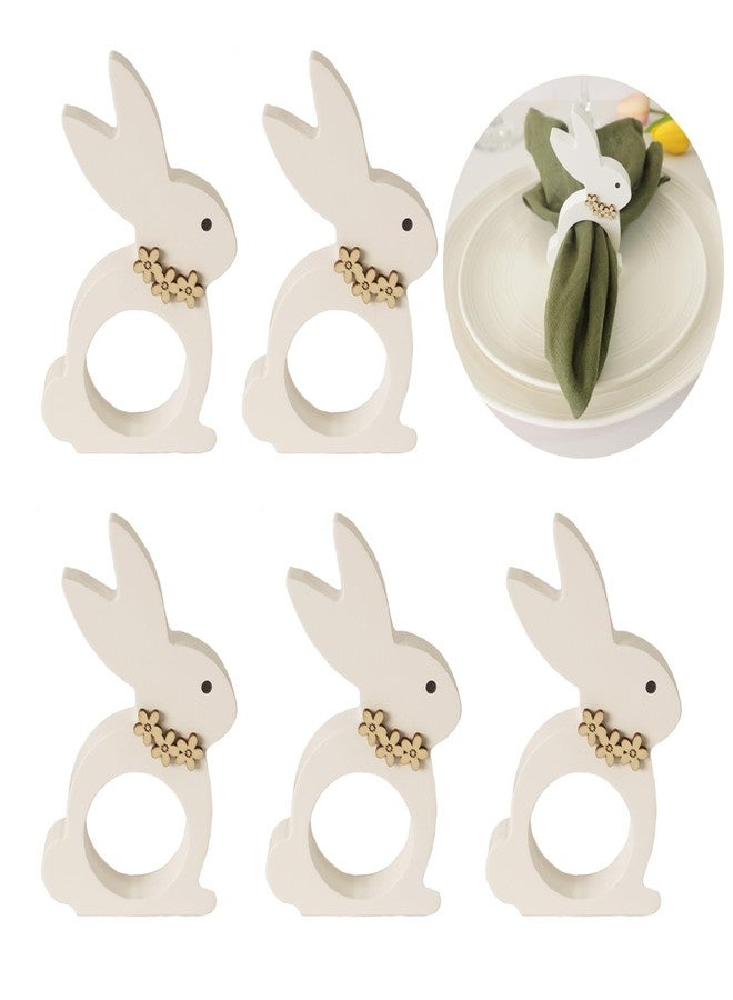 Utalek Easter Bunny Napkin Rings Set of 6, Wooden Bunny Napkin Rings, Rabbit Napkin Ring Holders for Easter Party Banquet Dinning Spring Table Decoration - Image 1