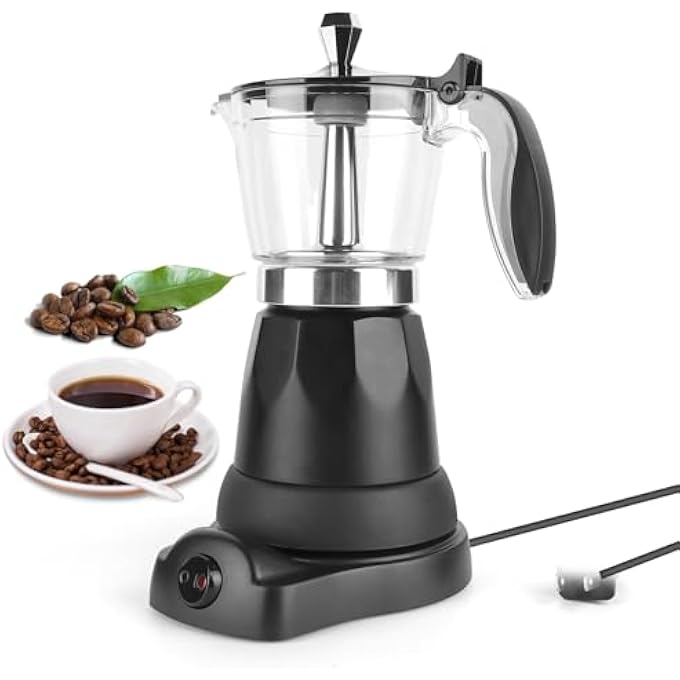NALACAL Cuban Electric Coffee Maker 300Ml Portable Cafeteras Electricas Moka Pot Italian Coffee Maker With Detachable Base  Overheat Protection Coffee Gift For Home Travel - Image 1