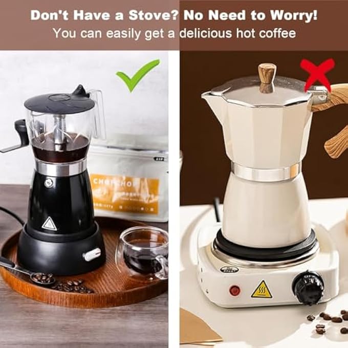 NALACAL Cuban Electric Coffee Maker 300Ml Portable Cafeteras Electricas Moka Pot Italian Coffee Maker With Detachable Base  Overheat Protection Coffee Gift For Home Travel - Image 3