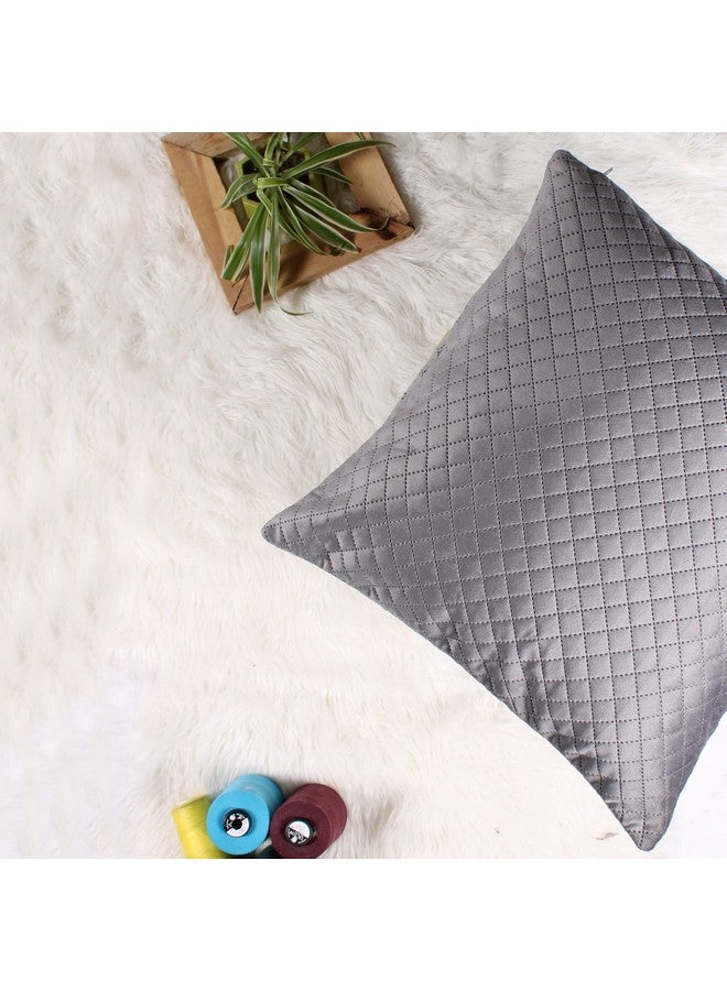STITCHNEST STITCHNEST Set of 2 Cushion Cover | Quilted Velvet | Grey| Soft & Premium Look | 24x24 Inches | Fit for Sofa & Living Room Décor - Image 3
